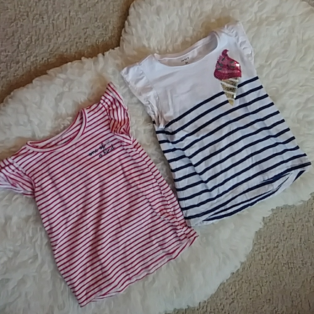 a d o r a b l e striped flutter sleeve tee's 3T